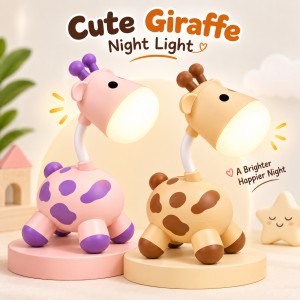 Cute Giraffe Night Light & Desk Lamp – Flexible Gooseneck Rechargeable LED Reading Lamp with Micro-USB Charging for Kids Room & Bedside Decor_img_0