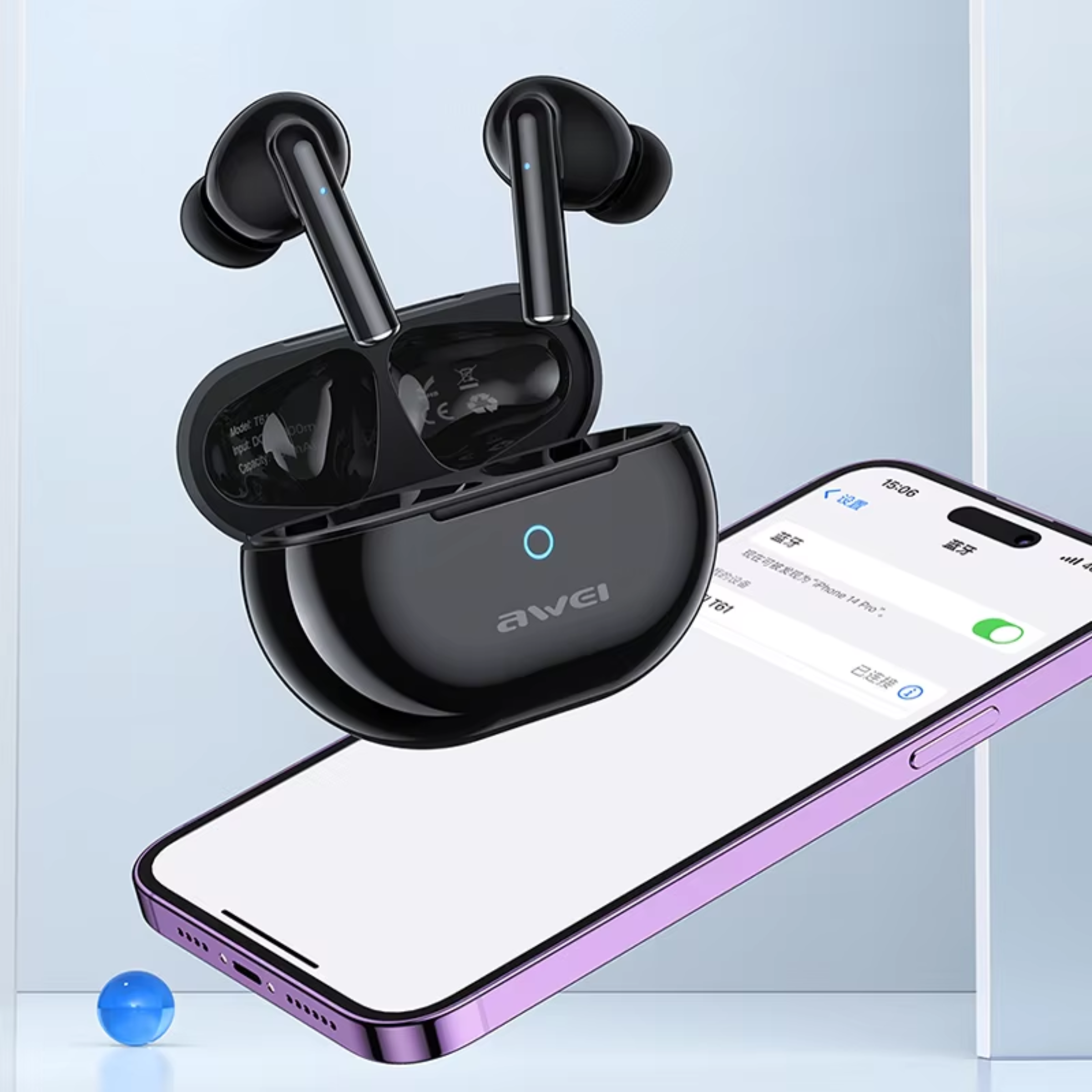Awei T61 True Wireless Bluetooth 5.3 Earbuds – Dual ENC Mic Noise Cancellation (>35dB), 13mm Drivers, 6H Playtime, Touch Control & Low Latency Stereo Sound_img_2
