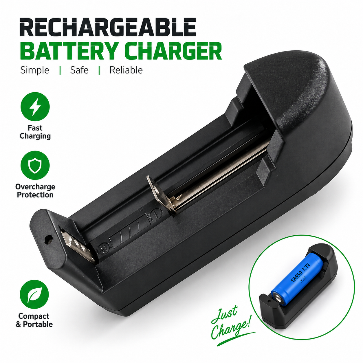 Universal Rechargeable Battery Charger – Multi-Functional Wall AC Fast Smart Charger with Auto-Stop, LED Indicator for 18650, 14500, 16340 & More Lithium-Ion Batteries_img_1