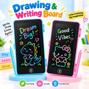 Apple Toys LCD Drawing & Writing Board – Portable Electronic E-Writer Pad with Case, One-Touch Erase Button & Cute Cartoon Graphics, Safe Screen-Free Educational Toy for Kids_img_0