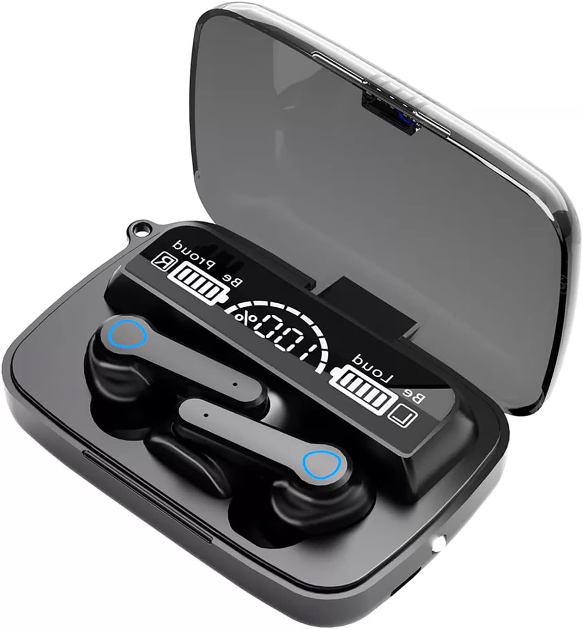M19 True Wireless Earbuds – Bluetooth 5.1 TWS with 2000mAh Power Bank Charging Case, LED Digital Display, Low Latency Gaming & Built-in Flashlight_img_1