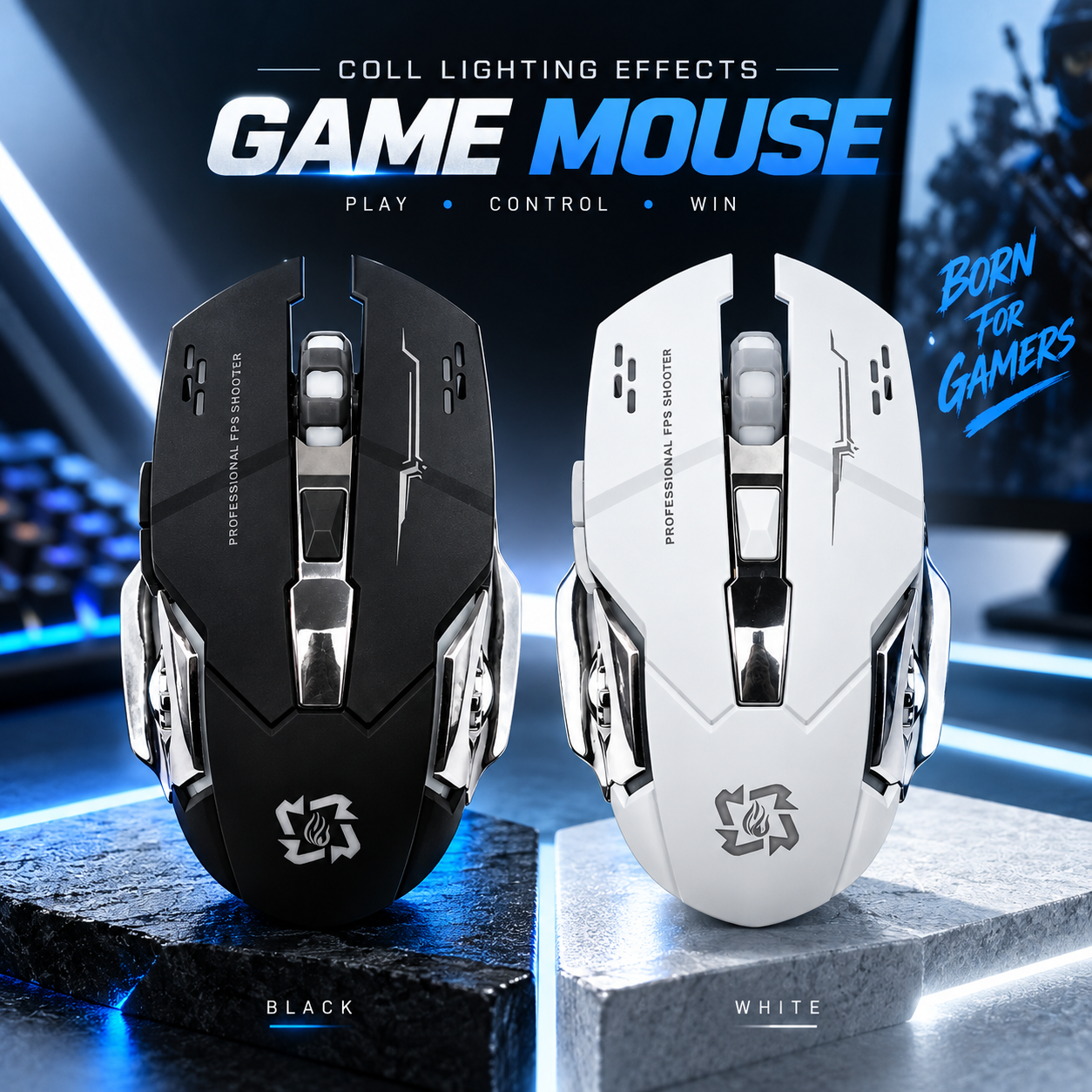T1 & T2 Professional Wireless Gaming Mouse | Rechargeable Battery | Cool Backlight for FPS Shooter_img_1