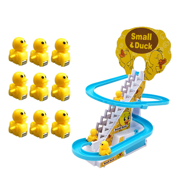Electric Small Duck Climbing Stairs Toy – Musical Slide Track Game with 9 Cute Yellow Ducks, Flashing LED Lights, Safe ABS Plastic Interactive Educational Toy & Perfect Kids Gift_img_3