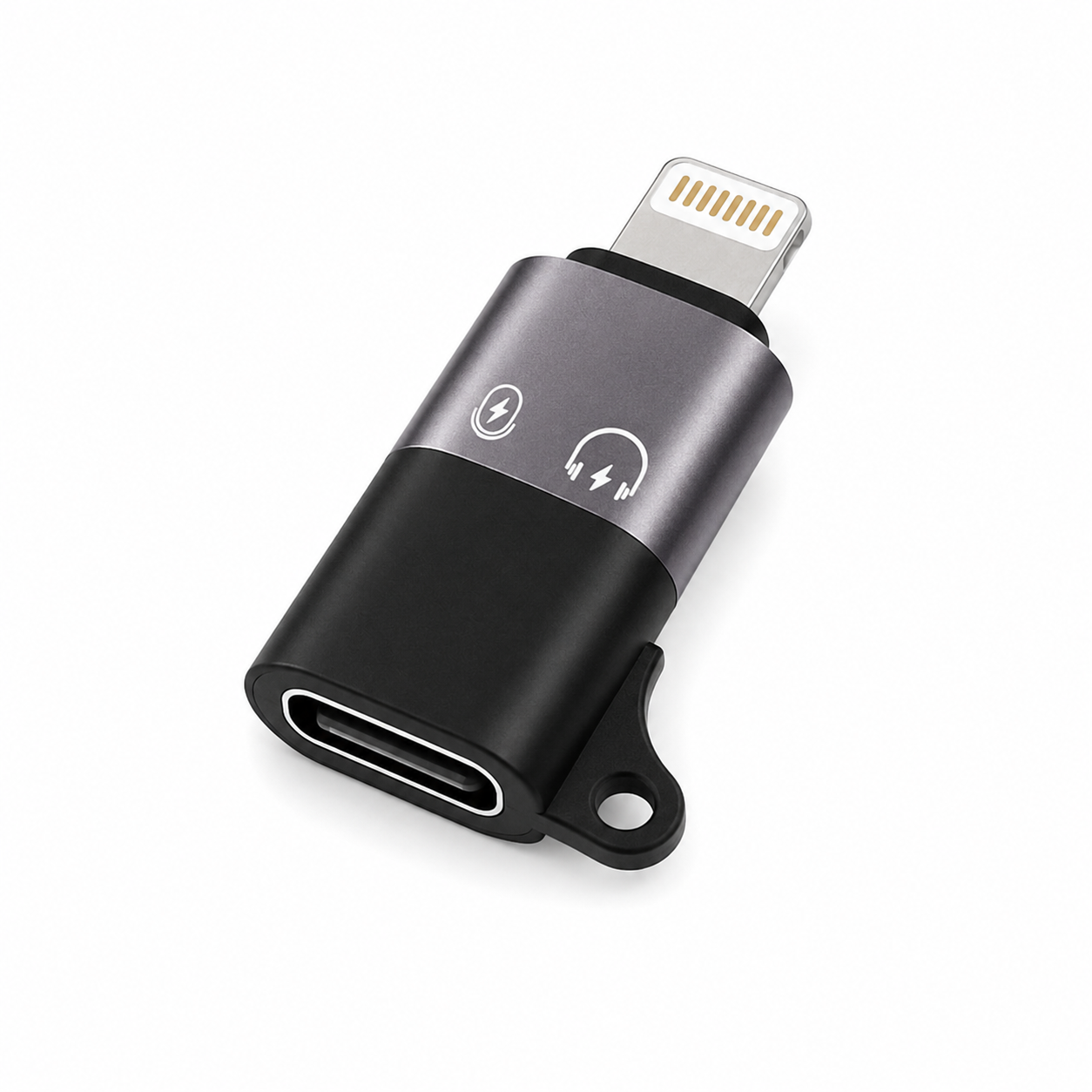 Lightning to Type-C Converter – 2-in-1 Dual Function Audio & Charging Adapter with Mic Support & Portable Keychain Design_img_2