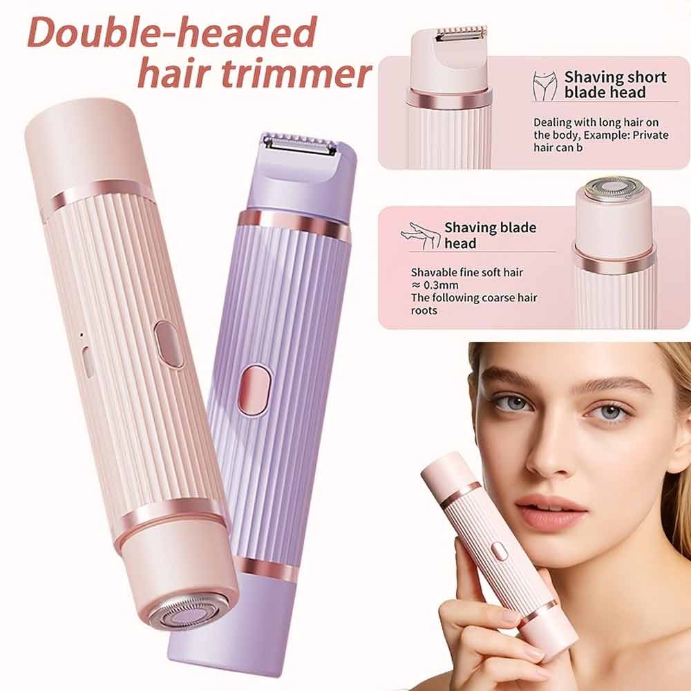 2-in-1 Multifunctional Women’s Electric Trimmer & Shaver – Painless Portable Facial, Body & Private Parts Hair Remover with USB Charging & Light Purple Design_img_2