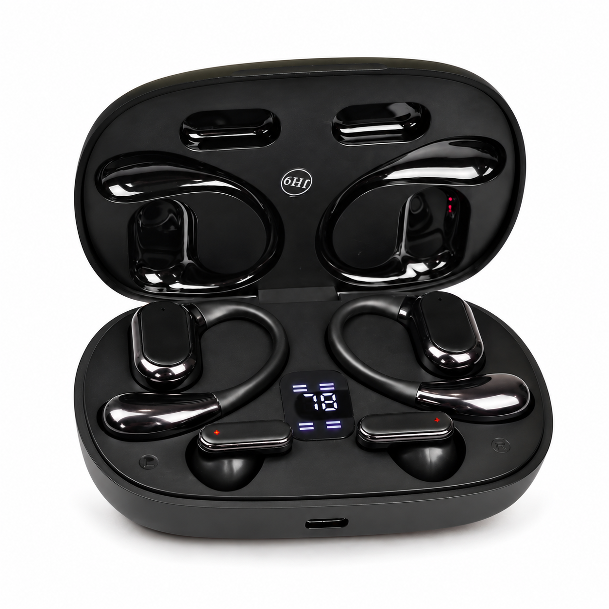 Q25 2-in-1 Couple Soft Ear Hooks TWS Wireless Earbuds – LED Digital Display_img_2
