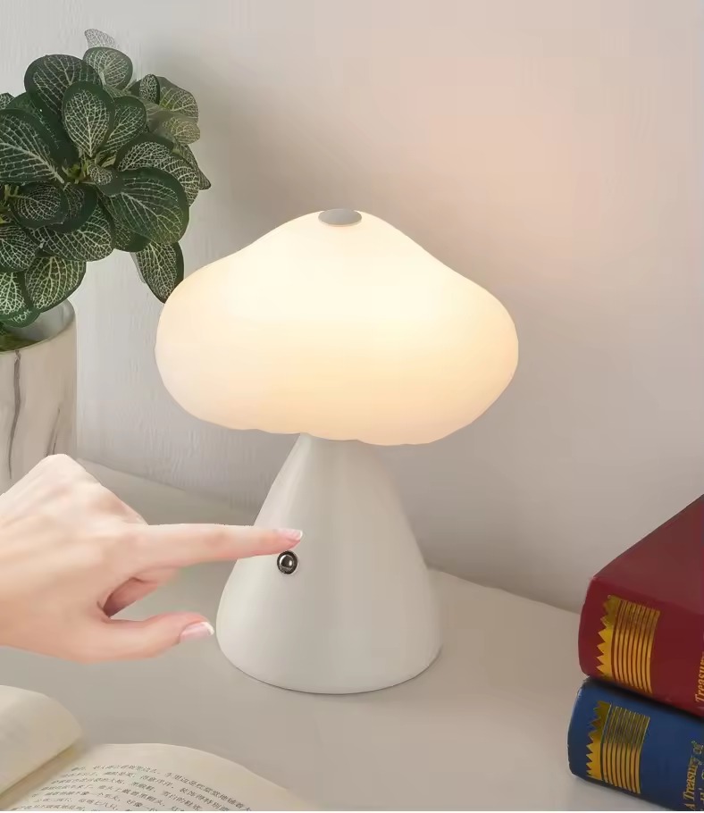 Rechargeable LED Mushroom Desk & Table Lamp – Cordless Touch Control Dimmable Ambient Night Light with Type-C USB Charging for Bedroom & Home Decor_img_2