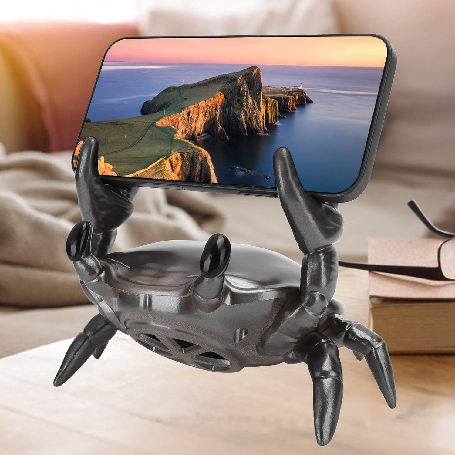 3-in-1 Cute Crab Phone Holder & Wireless Bluetooth Speaker (Model: VO-F8) – 5W Sound, Desktop Organizer & Hands-Free Stand_img_3