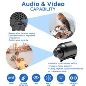 Rechargeable GFOUK™ Minieye Nanny Cam Full HD – Mini Hidden Spy Camera with 1080P Wireless WiFi, Mobile App Control & 128GB SD Card Support_img_0