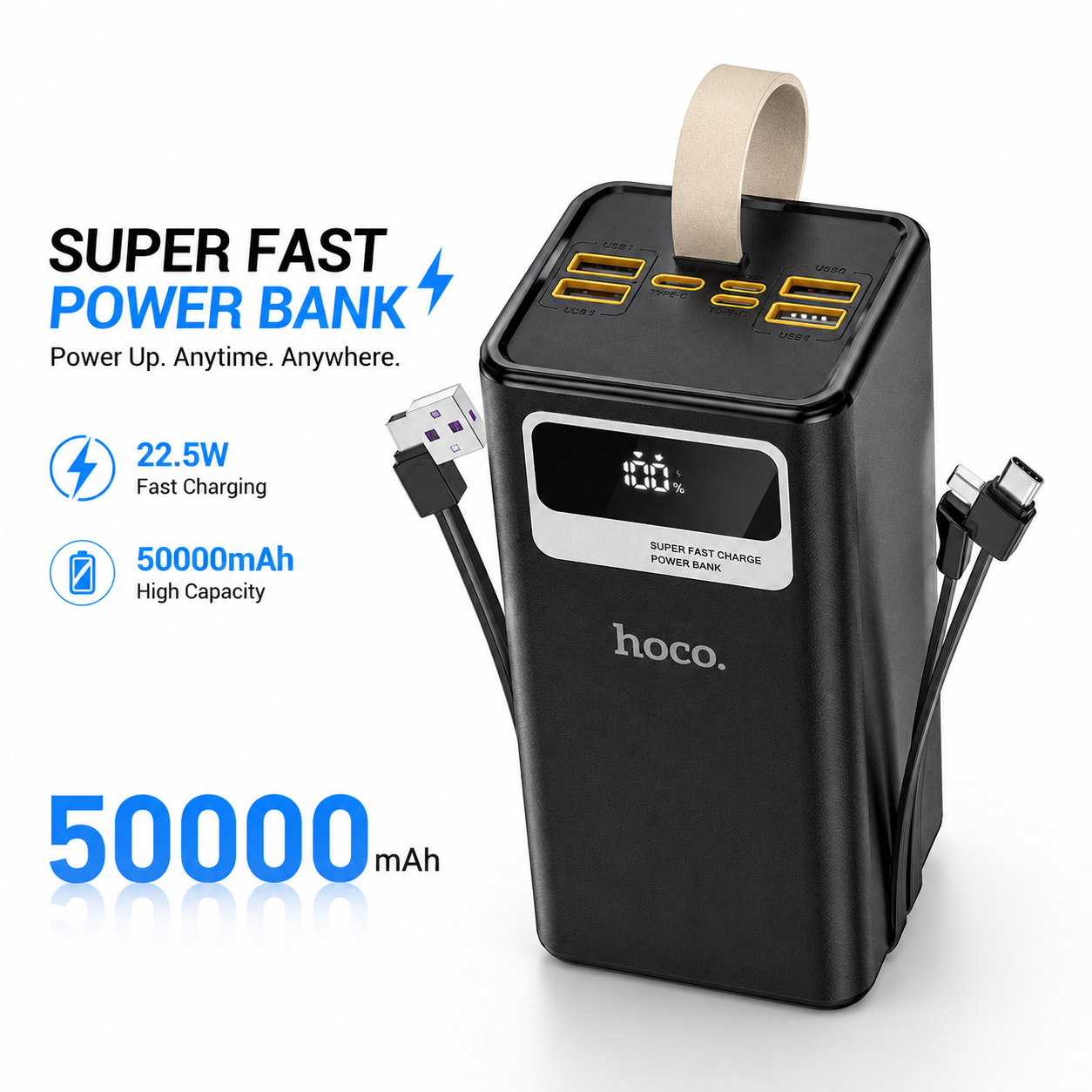 Hoco MMJ-12 50000mAh Fast Charging Power Bank – 22.5W PD/QC Portable Charger with Triple Outputs, LED Digital Display & Multi-Protection Safety_img_1