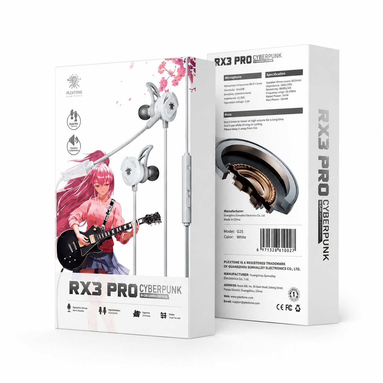 Plextone RX3 Pro Cyberpunk In-Ear Gaming Earphone – Wired Headset with Dual Microphones, Dynamic Driver Stereo Sound, Ergonomic Comfortable Fit & Tangle-Free Braided Cable_img_2
