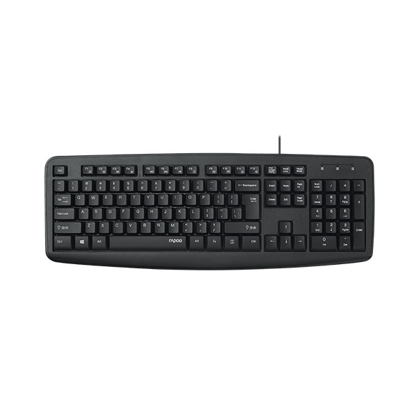 Rapoo NK2600 USB Wired Keyboard (Black) – Full-Size Layout with Integrated Palm Rest, Spill-Resistant Design, Multimedia Hotkeys & 2-Year Warranty_img_1
