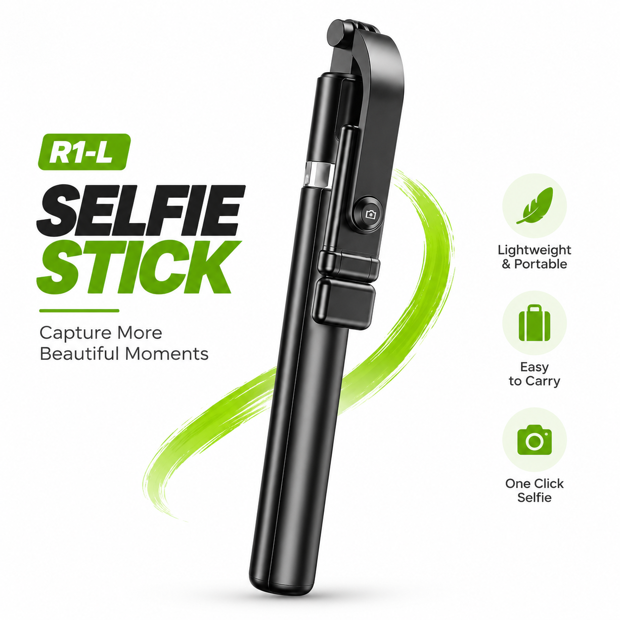 R1L 3-In-1 Wireless Bluetooth Remote Selfie Stick With Tripod_img_1