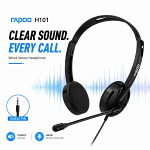 Rapoo H101 Wired Stereo Headphone (Black) – Lightweight On-Ear Headset with High-Quality Stereo Sound, Flexible Rotary Microphone, 3.5mm Jack & 1-Year Warranty_img_0