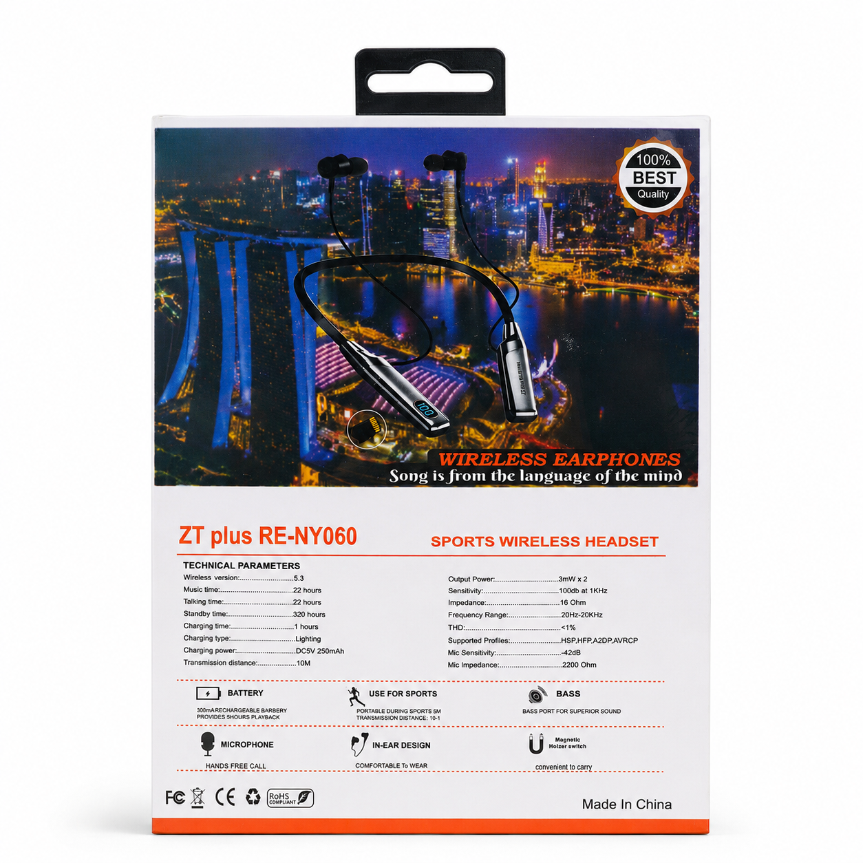 ZT Plus Wireless Neckband Headset – Bluetooth Headset with 200H Battery Backup, LED Digital Display, TF Card Slot, Fast Charging & Magnetic In-Ear Design_img_3