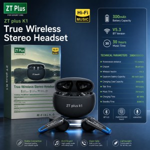 ZT Plus K1 True Wireless Stereo Earbuds – Bluetooth 5.3 TWS with Bluetrum Chipset, 300mAh Charging Case & 30H Total Playtime_img_0