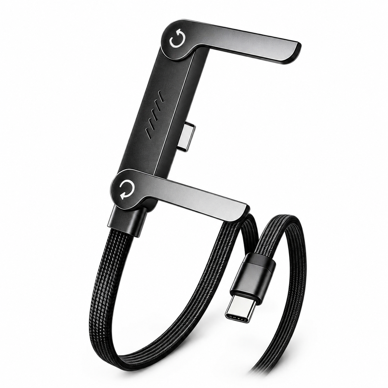 240W 5A Fast Charging & Sync USB-C to USB-C Cable – Braided Cord with Built-in Folding Phone Stand for Landscape & Portrait Viewing_img_3