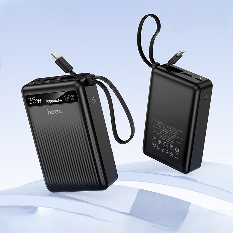 Hoco MMJ-04 20000mAh 35W PD Fast Charging Power Bank with Built-in Type-C Cable, LED Digital Display, QC3.0 & 22.5W Super Fast Charger for iPhone, Samsung, iPad & Type-C Devices_img_2