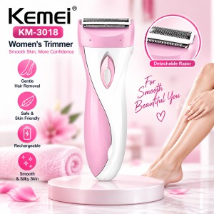 Kemei KM-3018 Women’s Cordless Electric Shaver & Hair Remover – Hypoallergenic Foil Triple Blade, Swing Head & Ergonomic Design for Safe Body Grooming_img_0