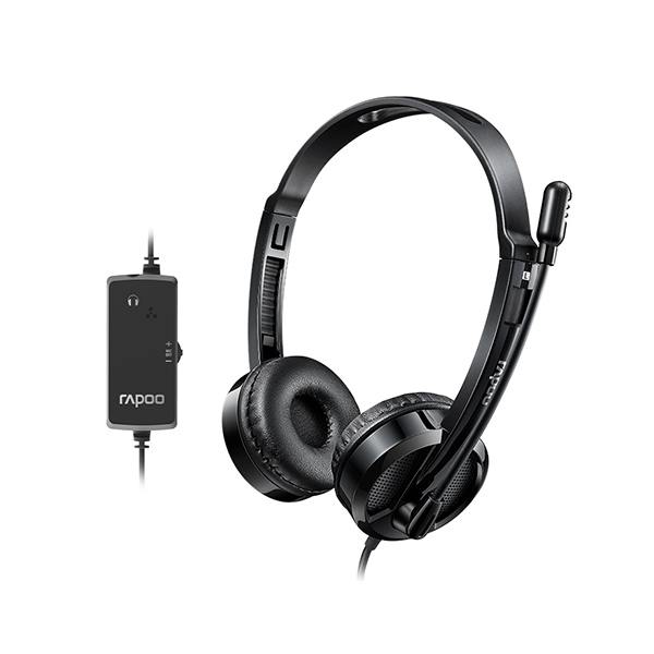 Rapoo H120 USB Stereo Wired Headset (Black) – High-Quality Stereo Sound, Flexible Rotary Microphone, Lightweight Ergonomic Design & 1-Year Warranty_img_1