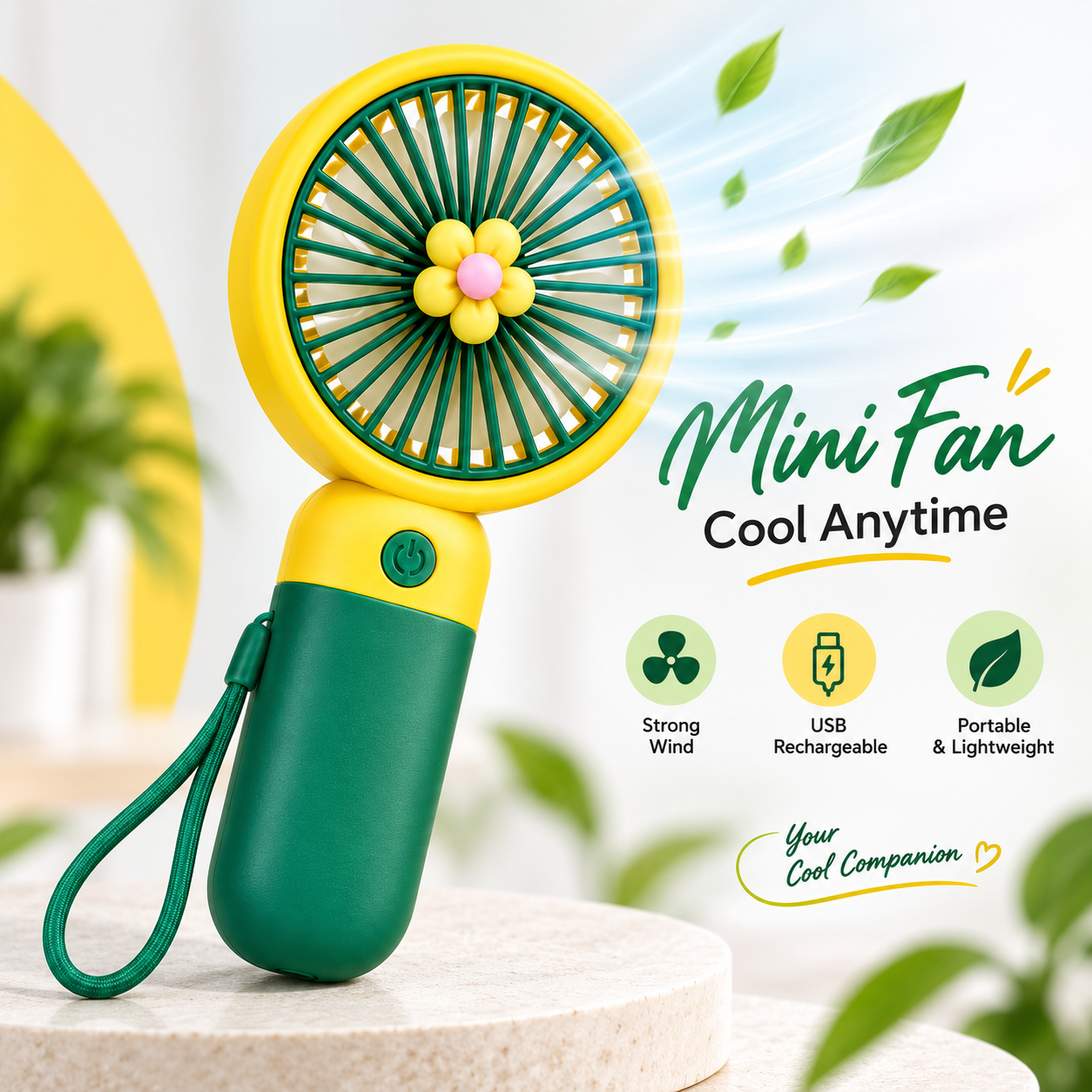 Handheld Portable Desktop Mini Fan – USB Rechargeable Pocket Sports Fan with 3 Speed Levels, Ultra-Quiet Motor, Lanyard & Versatile Indoor-Outdoor Use_img_1