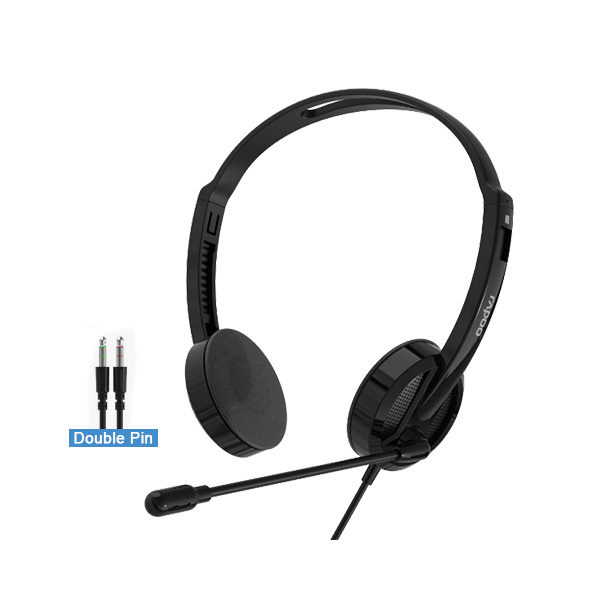 Rapoo H102 Wired Stereo Headphone (Black) – On-Ear Headset with Clear Stereo Sound, Flexible Rotary Microphone, Dual 3.5mm Audio Jacks & 1-Year Warranty_img_1