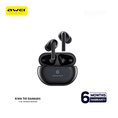 Awei T61 True Wireless Bluetooth 5.3 Earbuds – Dual ENC Mic Noise Cancellation (>35dB), 13mm Drivers, 6H Playtime, Touch Control & Low Latency Stereo Sound_img_1