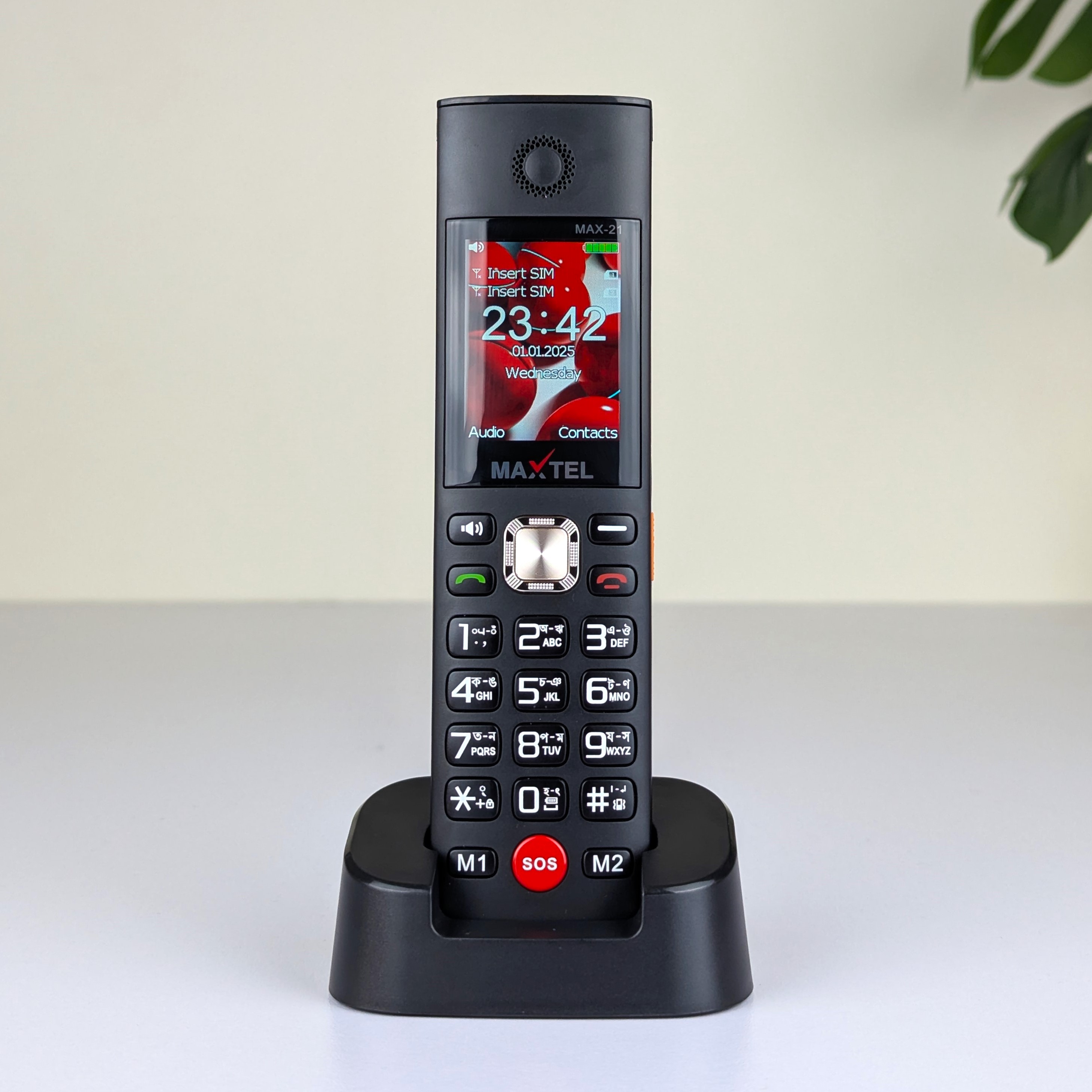 MAXTEL MAX21 Ultra Cordless Desk Phone – Dual SIM Feature Phone with 3000mAh Battery, Dock Charger, Type-C, SOS Emergency Button, Auto Call Recording & Wireless FM_img_3
