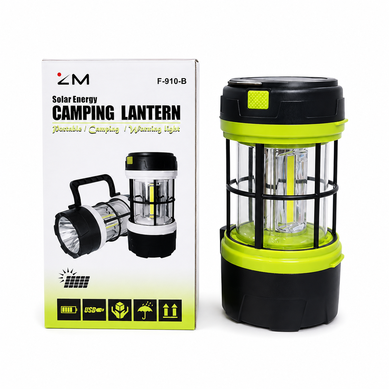2-in-1 Solar Energy Camping Lantern & Handheld Torch – Rechargeable Emergency Light with Solar Panel, USB Charging Port & Portable Hanging Handle for Outdoor Camping & Travel_img_2