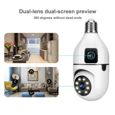 V380 SQ002 3MP Bulb WiFi IP Camera – 360-Degree Panoramic Wireless CCTV with Color Night Vision, Two-Way Audio, Motion Detection & E27 Socket Installation_img_4