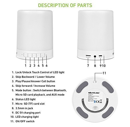 Touch Lamp Portable Bluetooth Speaker – Smart Touch Color-Changing Night Light, 3 Brightness Levels, 3W Speaker, TF Card & AUX Support with 800mAh Battery_img_5