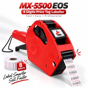 MX-5500 EOS 8 Digits Price Tag Labeller – Manual Pricing Gun Machine with 21x12mm Labels & Ink Roller for Retail Store, Supershop & Business_img_0