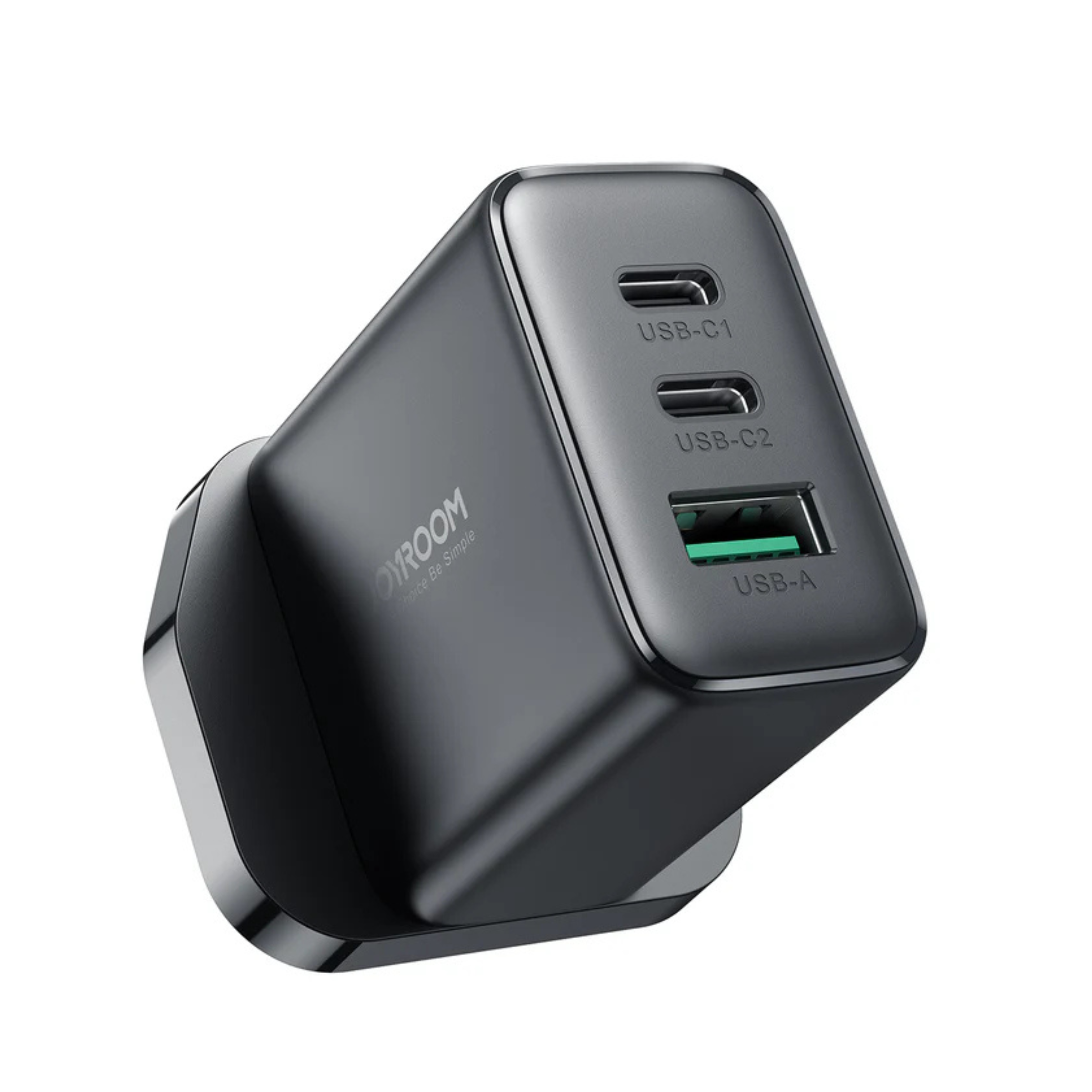 Joyroom JR-TCF10 32W Fast Charger – 2C1A Tri-Port Wall Adapter with Smart Charging Technology, Multi-Layer Safety Protection & Compact Design (Black)_img_1