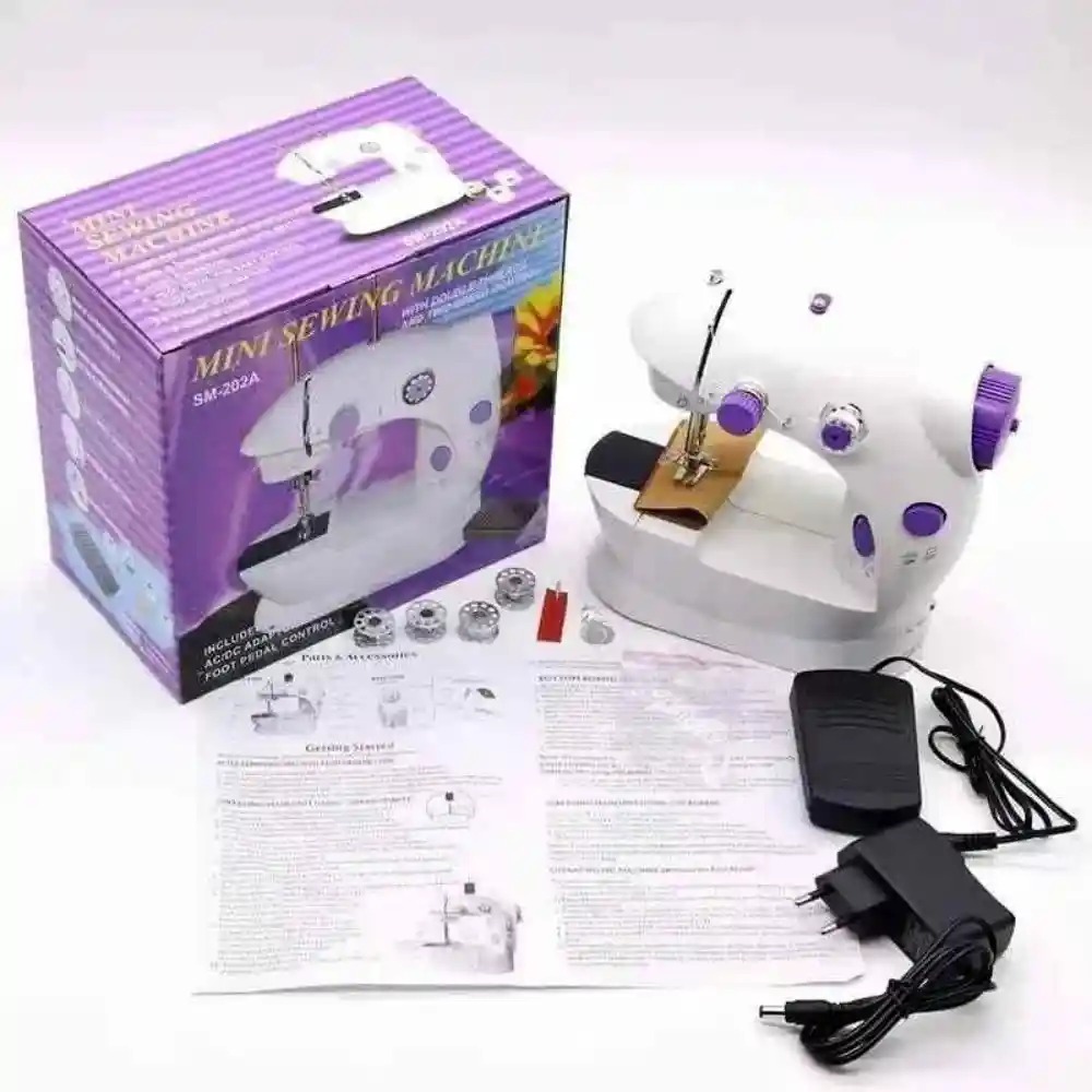 Mini Sewing Machine SM-202A – Portable Dual Speed Electric Sewing Machine with LED Light, Foot Pedal, AC Adapter & Double Thread System for Home Use_img_3