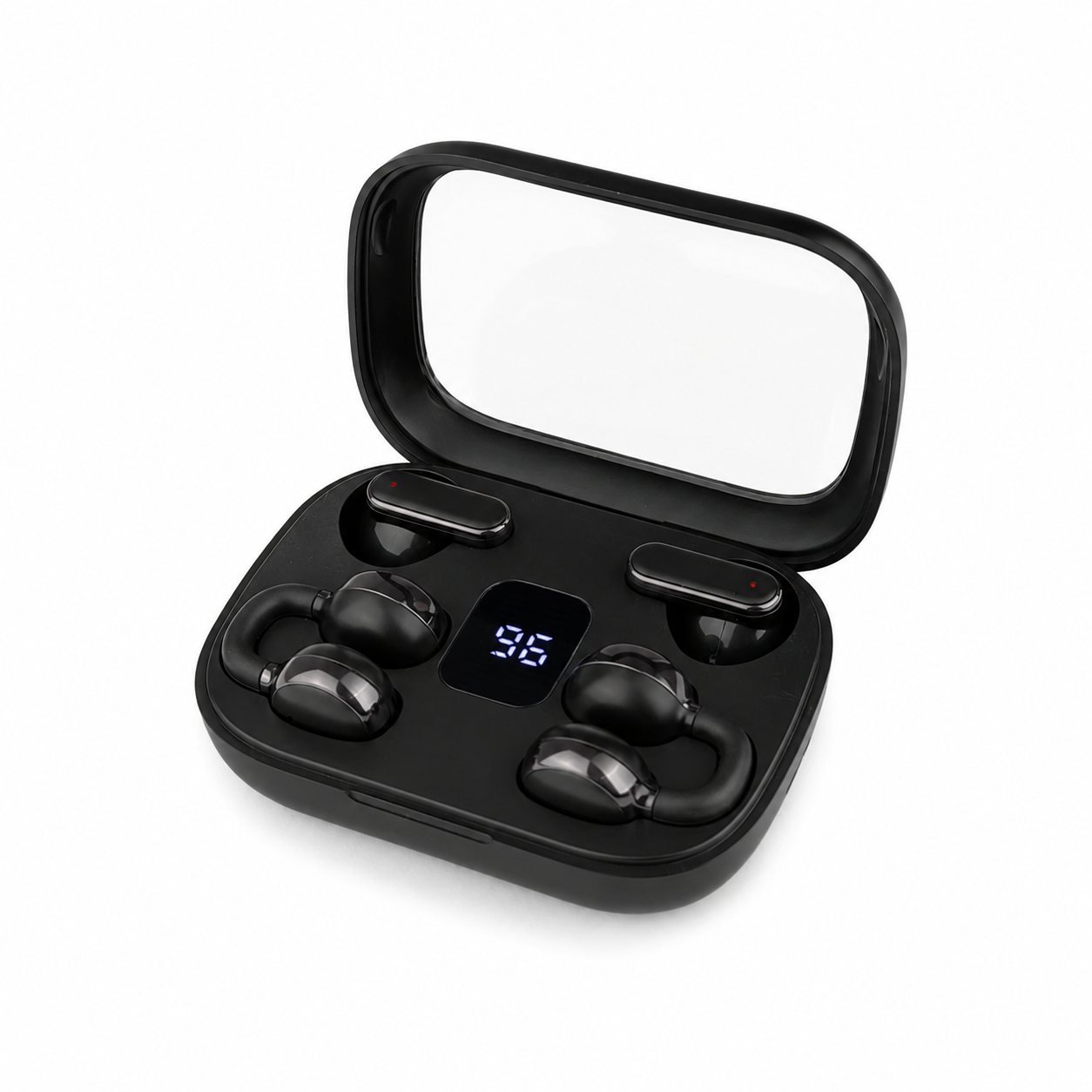 Q10 HiFi Stereo Sports Wireless Earbuds (2 Pairs) – 4-in-1 Combo Set with In-Ear & Open-Ear Clip Design, Bluetooth 5.4, LED Digital Display & IPX4 Waterproof_img_3