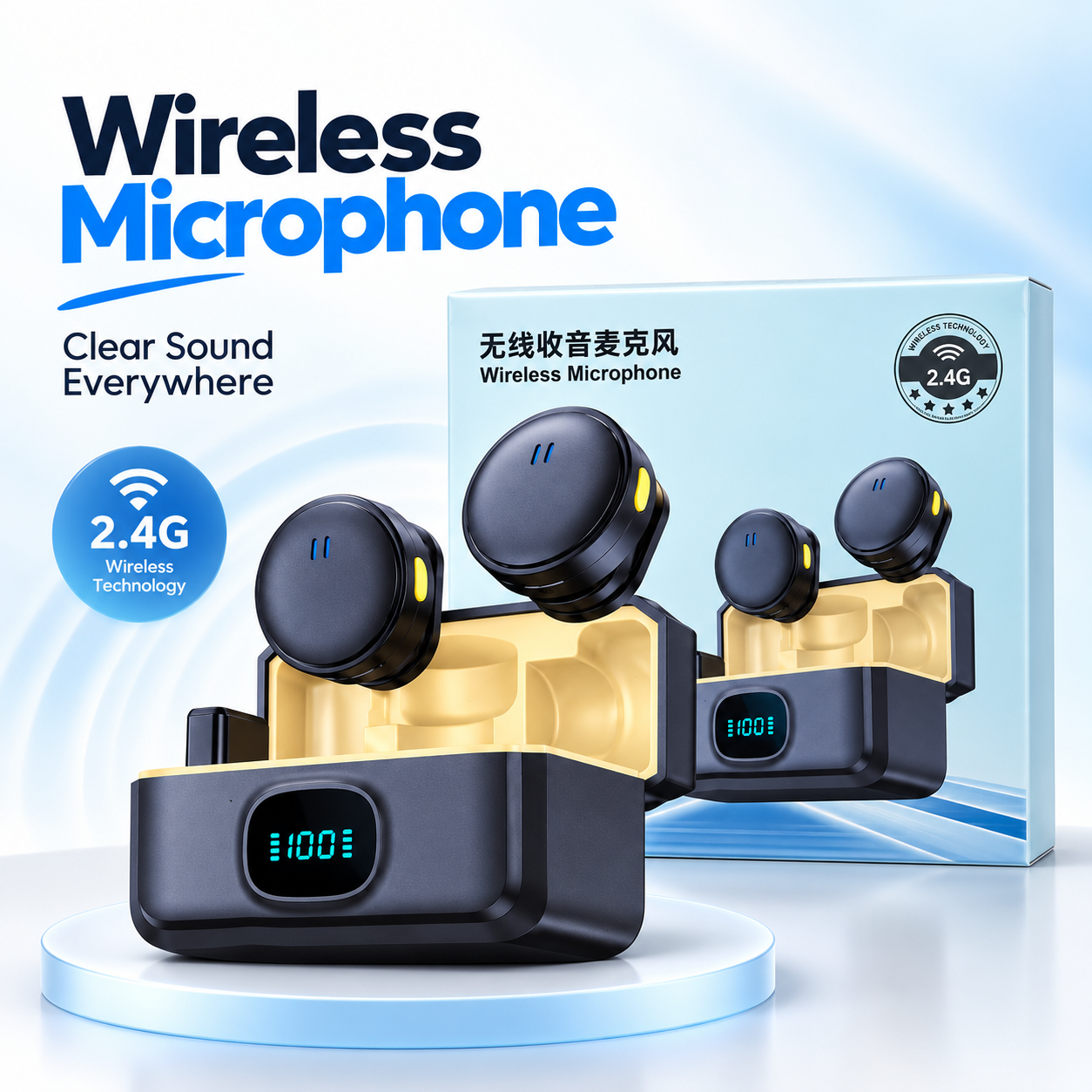Premium Magnetic Dual Wireless Lavalier Microphone – Smart Charging Case with Digital Display, ENC Noise Cancellation & Plug-and-Play Mic for Vlogging, Interviews & Streaming_img_1