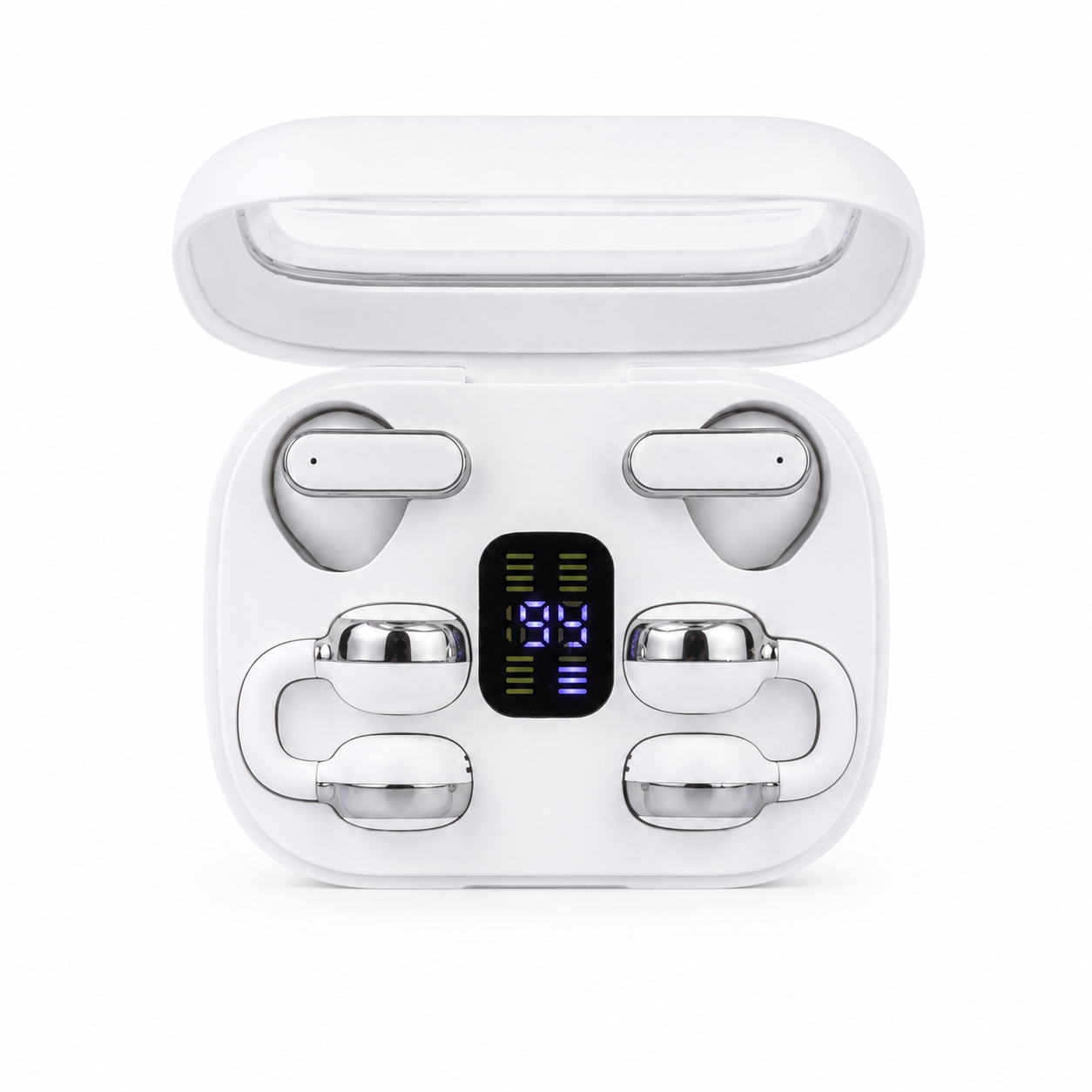 Q10 HiFi Stereo Sports Wireless Earbuds (2 Pairs) – 4-in-1 Combo Set with In-Ear & Open-Ear Clip Design, Bluetooth 5.4, LED Digital Display & IPX4 Waterproof_img_4