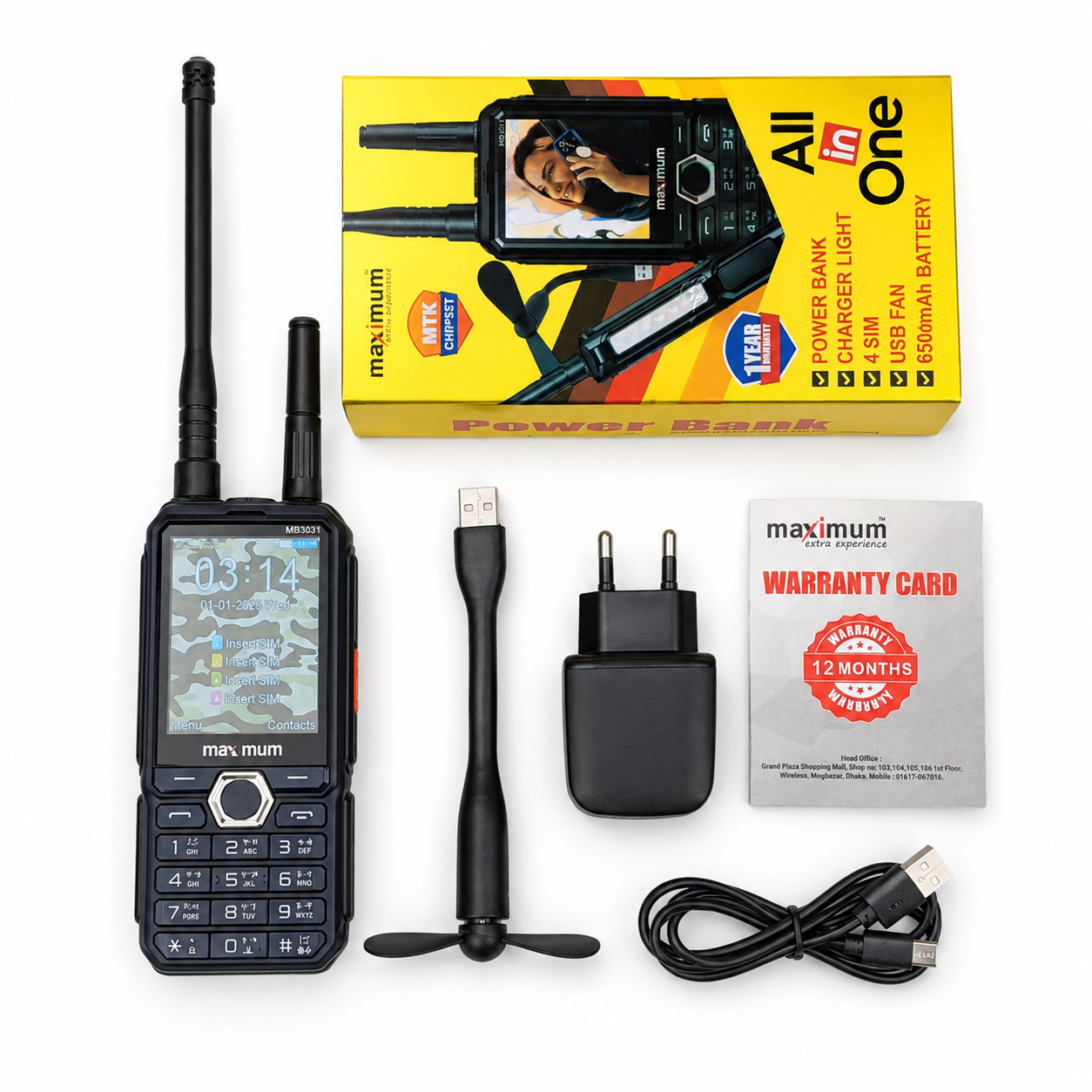 Maximum MB3031 Mobile Four Sim Dual Antina 6500mAh Battery_img_7