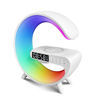 Smart Table Lamp with Wireless Charger, App Control,Sunrise WakeUp Light, RGB Lamp, Clock, Alarm, Mini Bluetooth Speaker, Dimmable Night Light Lamp Alarm Clock G63_img_2