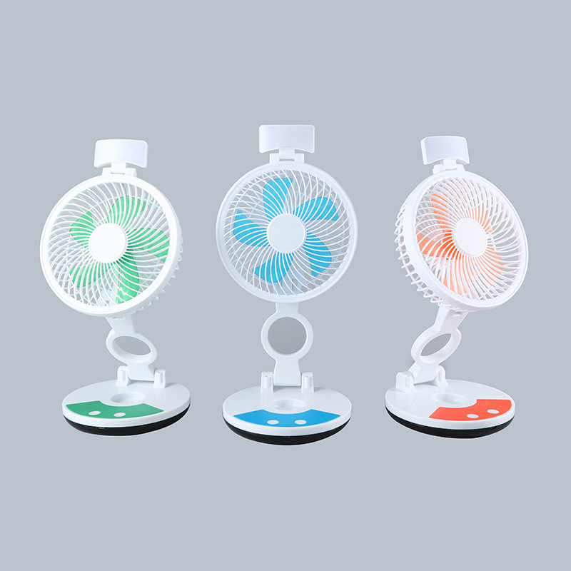 ZT Rechargeable Folding Desktop Fan with Integrated LED Light – Portable Foldable Pocket Cooling Fan with Adjustable Speed, USB Charging & Silent Operation_img_3