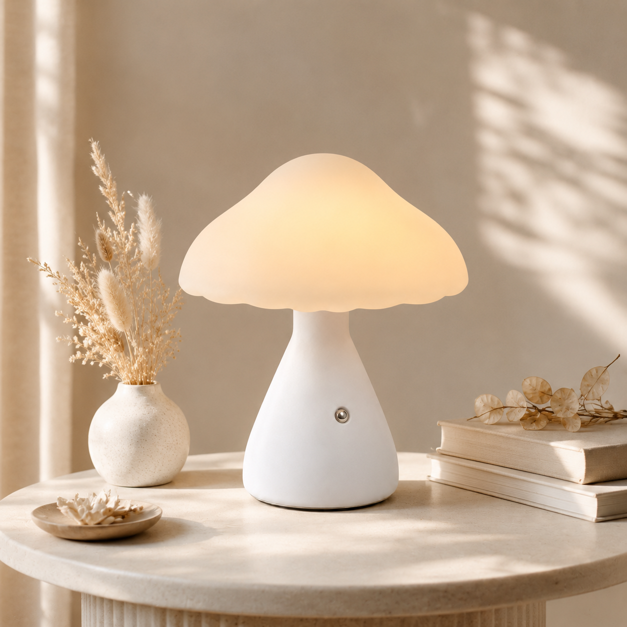 Rechargeable LED Mushroom Desk & Table Lamp – Cordless Touch Control Dimmable Ambient Night Light with Type-C USB Charging for Bedroom & Home Decor_img_3