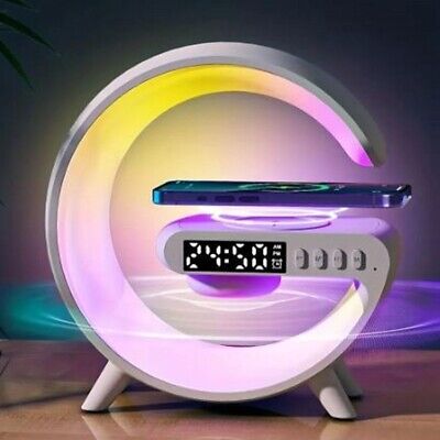 Smart Table Lamp with Wireless Charger, App Control,Sunrise WakeUp Light, RGB Lamp, Clock, Alarm, Mini Bluetooth Speaker, Dimmable Night Light Lamp Alarm Clock G63_img_4