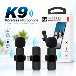 Wireless K9 Lavalier Microphone – 2.4GHz Clip-On Mic with 9ms Ultra-Low Latency, 20M Range, Intelligent Noise Reduction & 10H Battery for Mobile & Camera_img_0