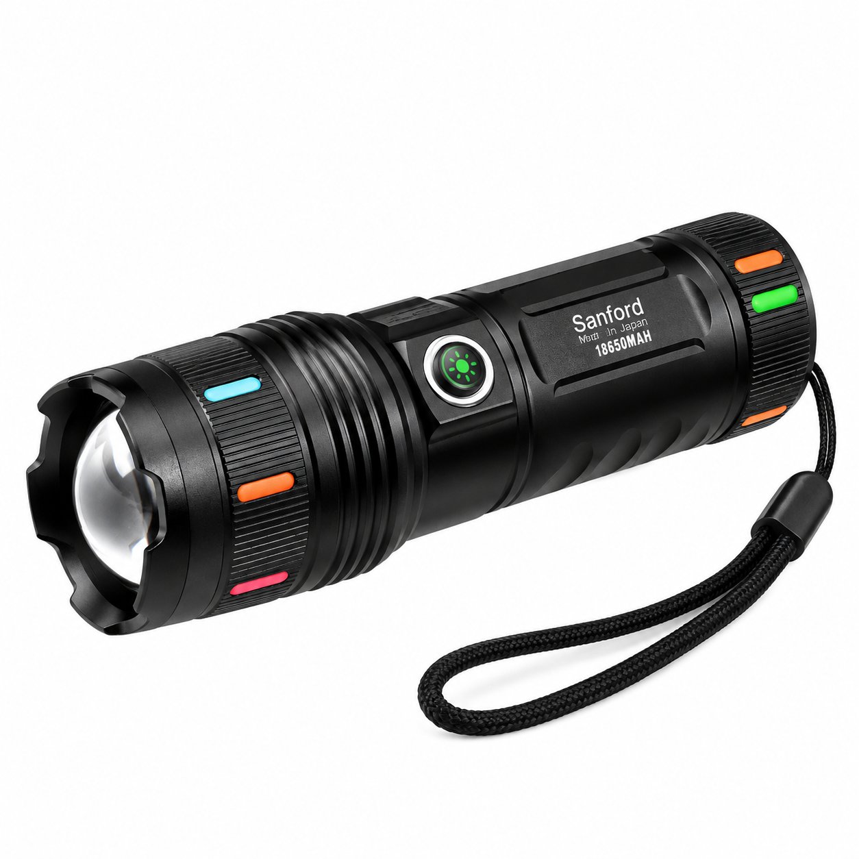 Sanford Super Bright White Laser LED Flashlight – Made in Japan High-Power Tactical Torch with 18650mAh Battery, Digital Display, Power Bank & Type-C Charging_img_2