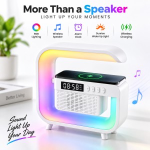 G3 Mini Smart Light Bluetooth Speaker – Multifunctional RGB Night Light with Wireless Charger, Digital Alarm Clock, Sunrise Simulation & Natural Sleep Sound Machine_img_0