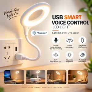 USB Smart Voice Control LED Light – Offline Voice Activated, 360° Flexible Plug & Play Reading Lamp for Laptop, Power Bank & Bedside (No WiFi Needed)_img_0