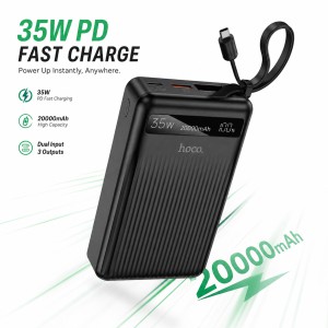 Hoco MMJ-04 20000mAh 35W PD Fast Charging Power Bank with Built-in Type-C Cable, LED Digital Display, QC3.0 & 22.5W Super Fast Charger for iPhone, Samsung, iPad & Type-C Devices_img_0