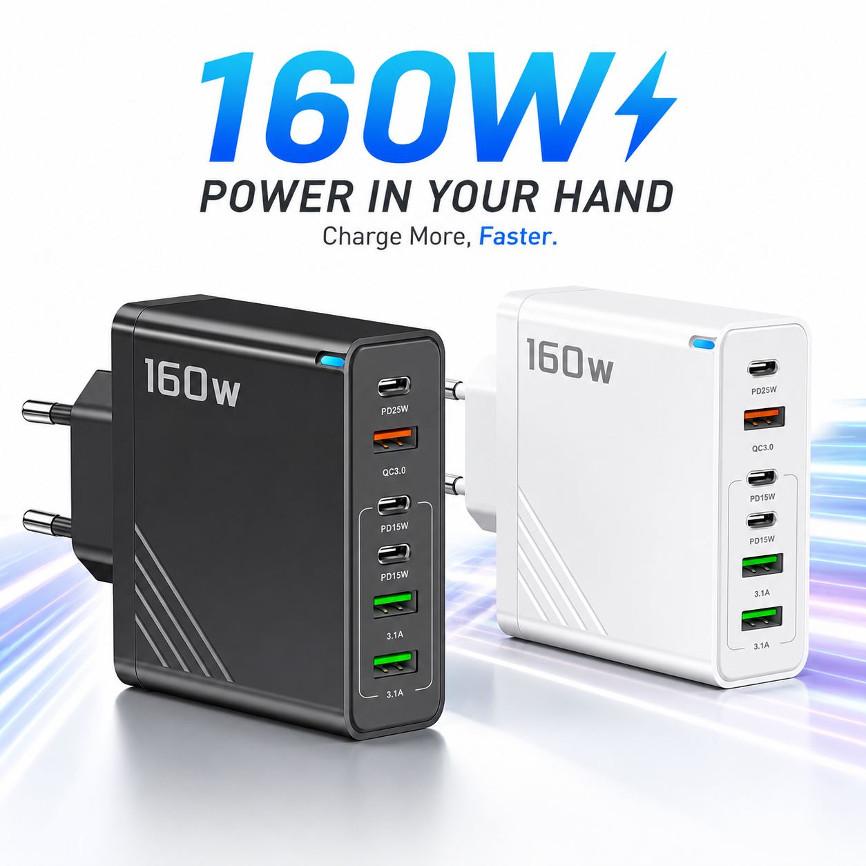 160W Super Fast Multi-Port GaN Charger with 6-in-1 Power Delivery_img_1