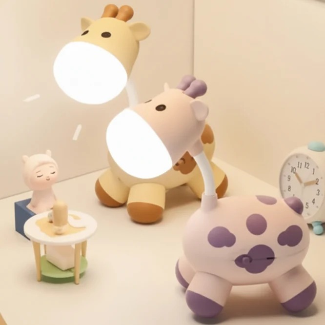 Cute Giraffe Night Light & Desk Lamp – Flexible Gooseneck Rechargeable LED Reading Lamp with Micro-USB Charging for Kids Room & Bedside Decor_img_4