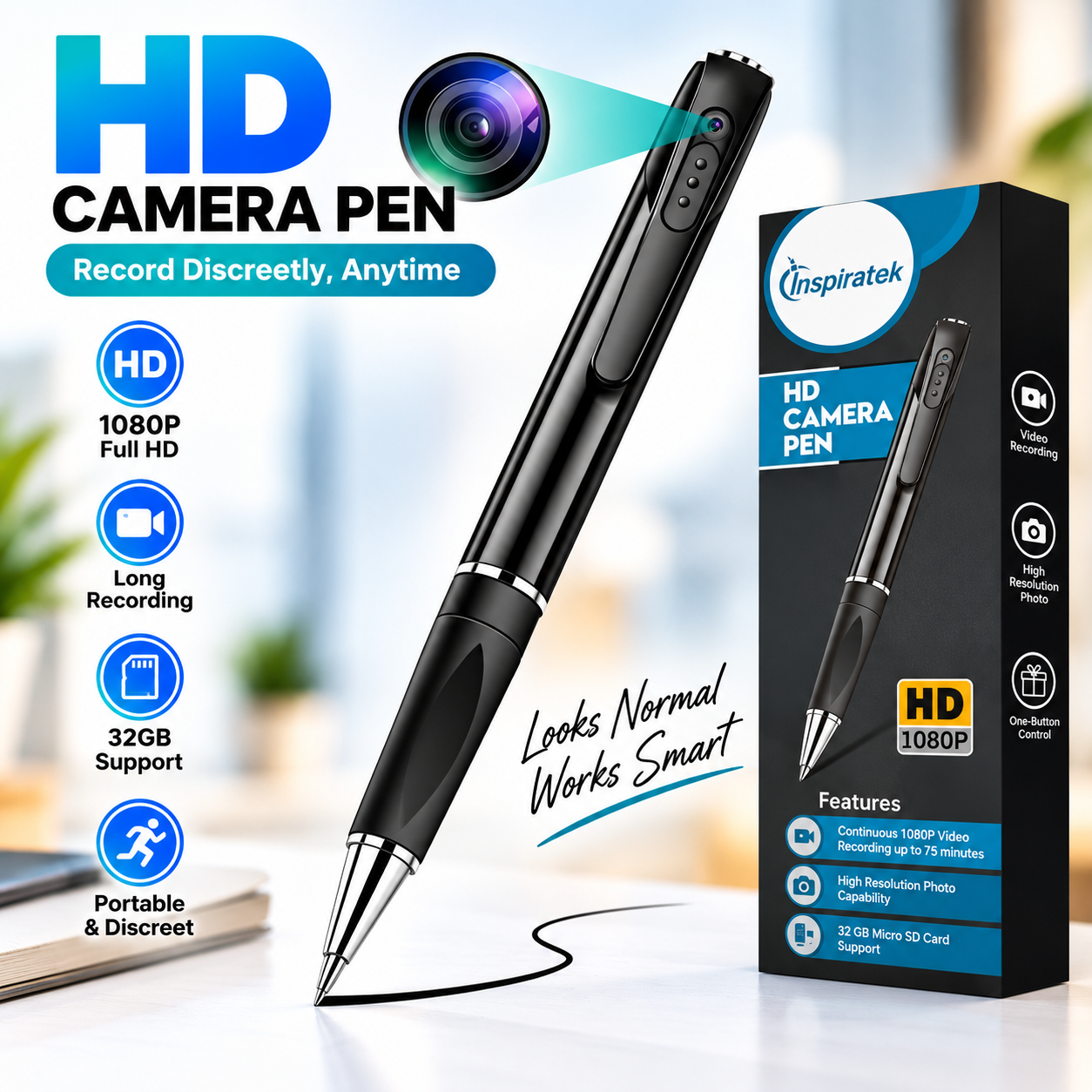 W8 Mini FHD Portable 1080P Hidden Spy Pen Camera Camcorder – 150 Min Battery Backup, Secret Video Recorder, Photo Capture & Working Ballpoint Pen_img_1